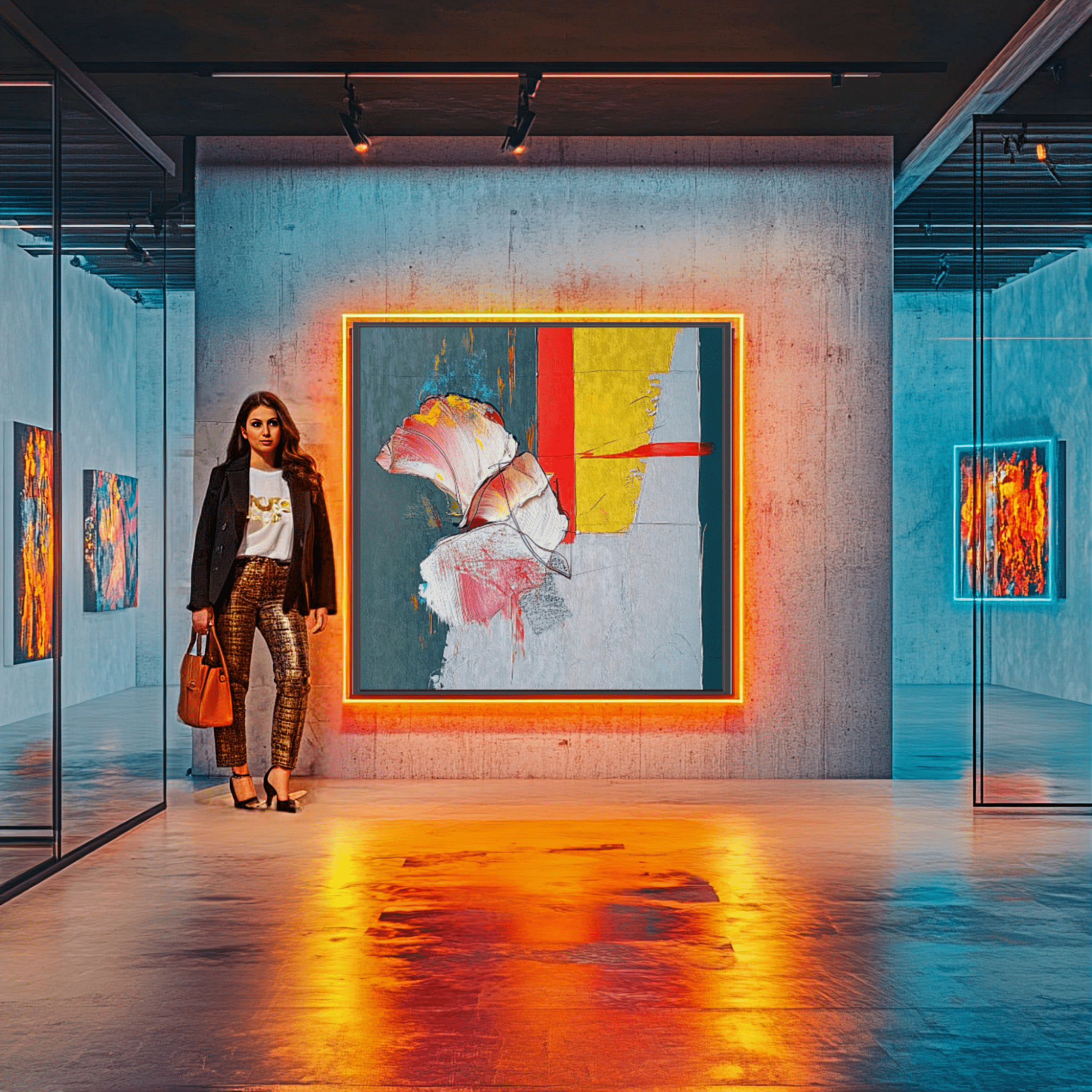 Canvas Print : Floral Harmony - Modern Abstract Botanical Art modern abstract canvas wall art by Rossetti Art – luxury interior design artwork for living room, bedroom, office – Abstract Botanical Art Contemporary Canvas Art Elegant Home Decor