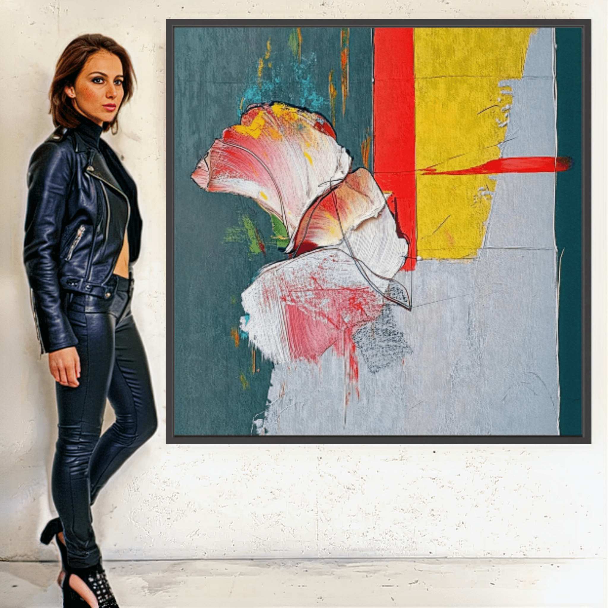 Canvas Print : Floral Harmony - Modern Abstract Botanical Art modern abstract canvas wall art by Rossetti Art – luxury interior design artwork for living room, bedroom, office – Abstract Botanical Art Contemporary Canvas Art Elegant Home Decor