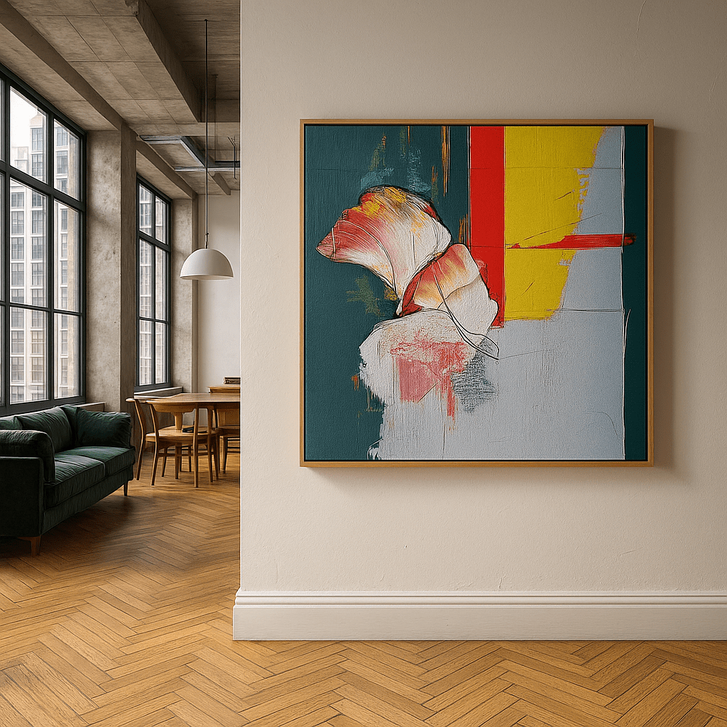 Canvas Print : Floral Harmony - Modern Abstract Botanical Art modern abstract canvas wall art by Rossetti Art – luxury interior design artwork for living room, bedroom, office – Abstract Botanical Art Contemporary Canvas Art Elegant Home Decor