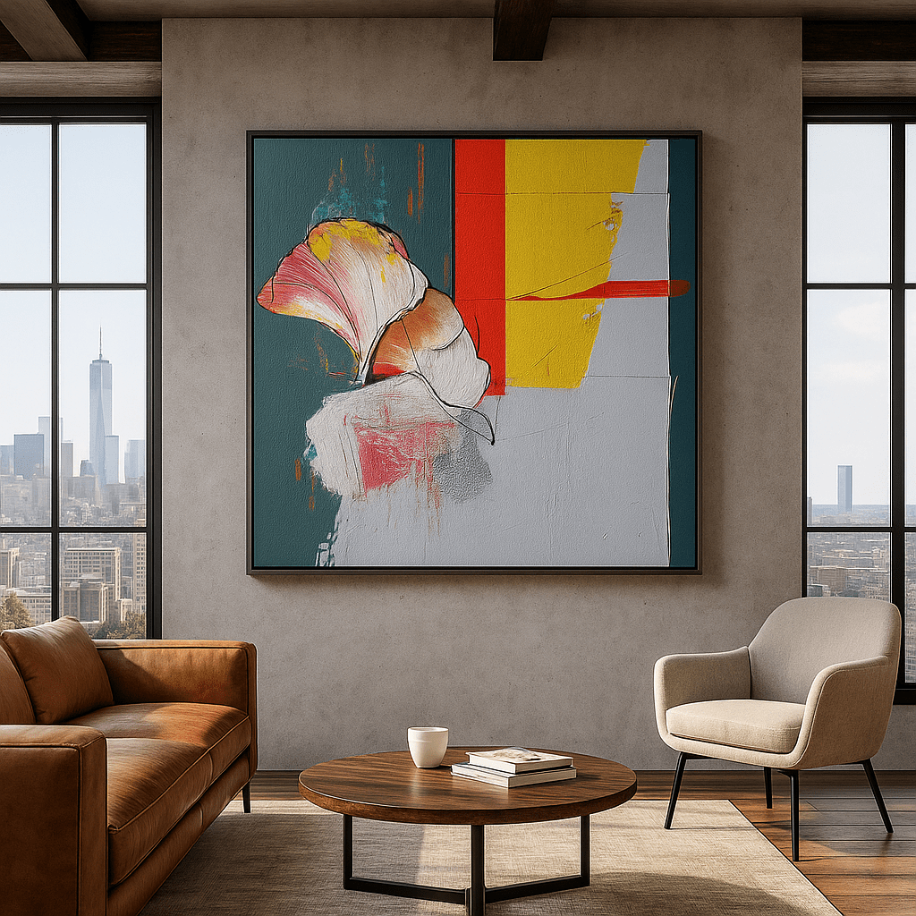 Canvas Print : Floral Harmony - Modern Abstract Botanical Art modern abstract canvas wall art by Rossetti Art – luxury interior design artwork for living room, bedroom, office – Abstract Botanical Art Contemporary Canvas Art Elegant Home Decor