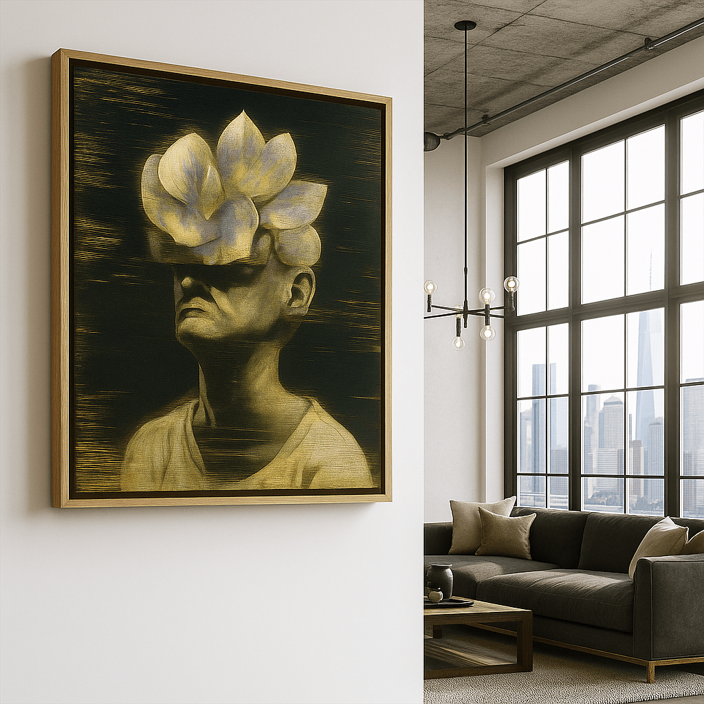 Canvas Print: Floral Mind Portrait – Surreal Botanical Portrait Wall Art modern abstract canvas wall art by Rossetti Art – luxury interior design artwork for living room, bedroom, office – abstract canvas wall art Contemporary Art for Sale Contemporary Canvas Art