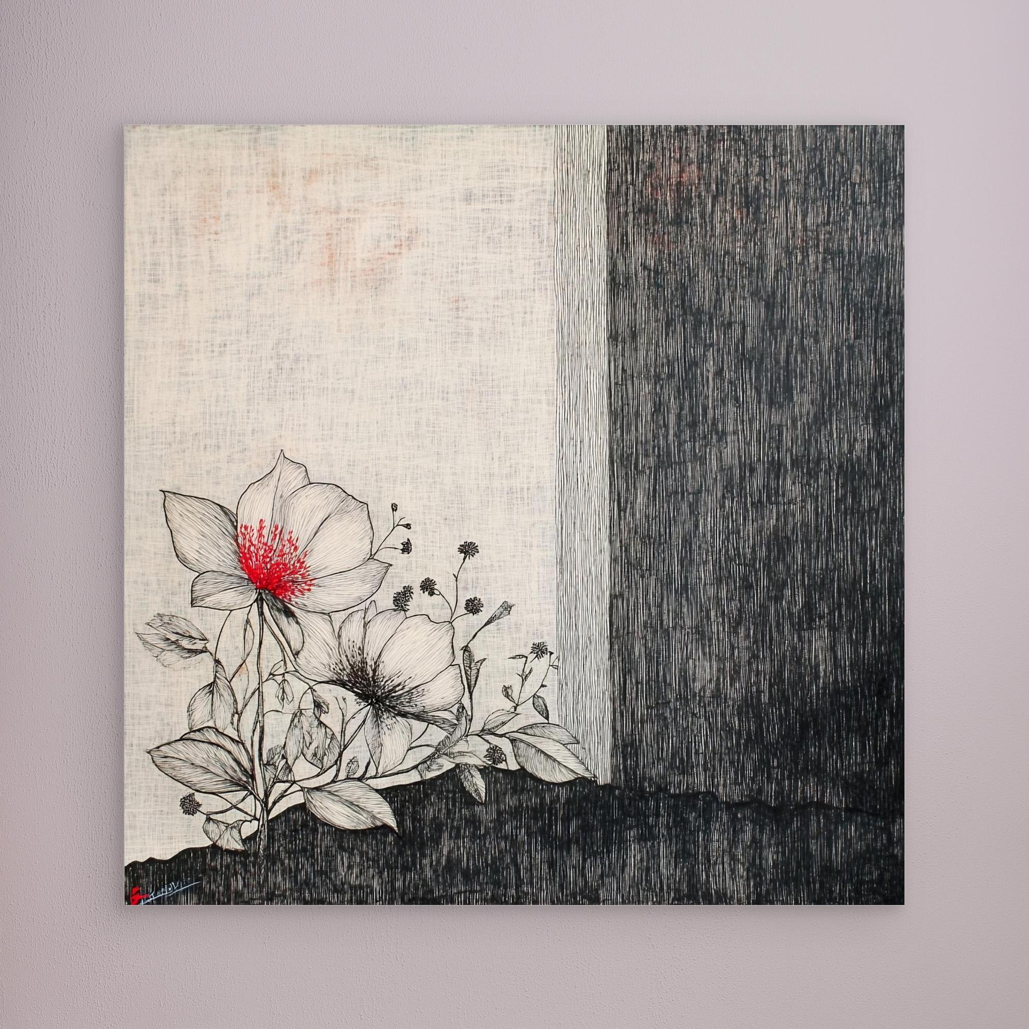 Canvas Print : Floral Serenity - Floral Line Art Wall Art - Chiara Rossetti