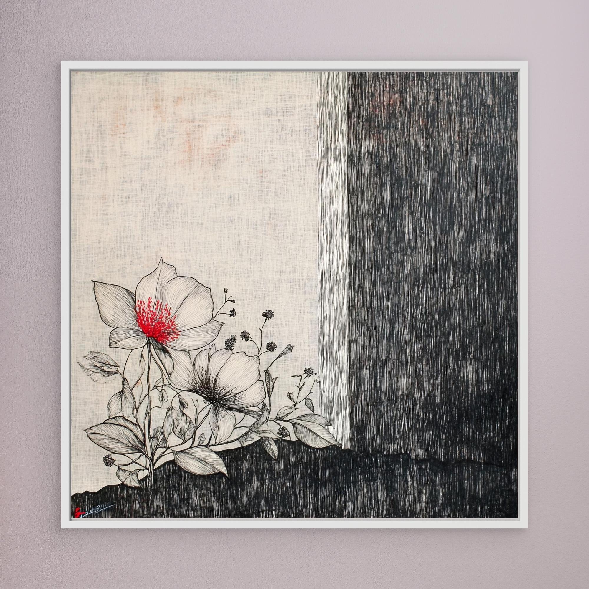 Canvas Print : Floral Serenity - Floral Line Art Wall Art modern abstract canvas wall art by Rossetti Art – luxury interior design artwork for living room, bedroom, office – floral line art design floral line art tattoo floral line art wallpaper