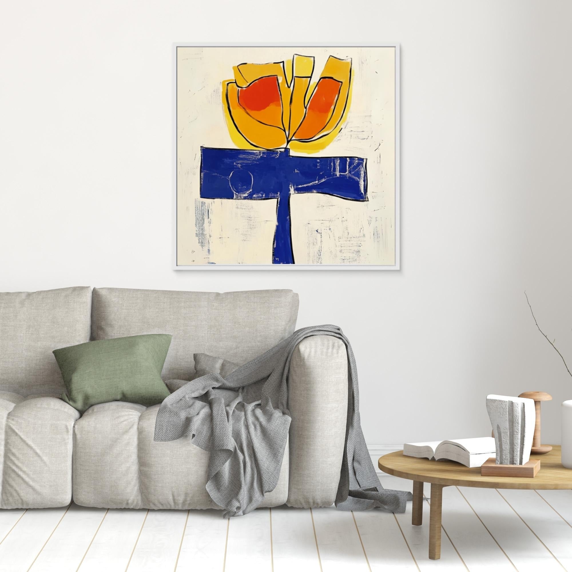 Canvas Print: "Flourish" – Abstract Floral Modern Art modern abstract canvas wall art by Rossetti Art – luxury interior design artwork for living room, bedroom, office – artistic flower crown bold floral portrait contemporary floral decor