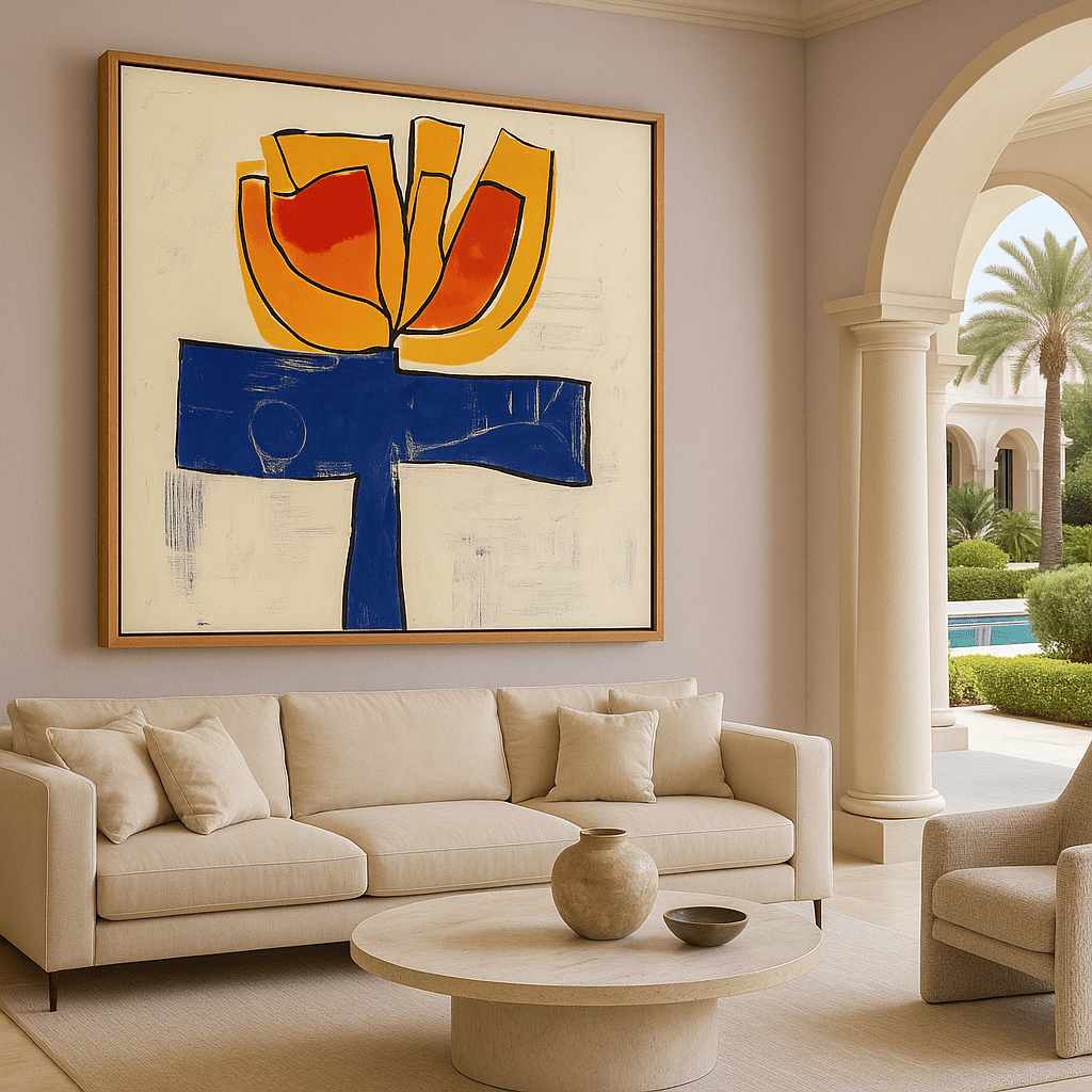 Canvas Print: "Flourish" – Abstract Floral Modern Art modern abstract canvas wall art by Rossetti Art – luxury interior design artwork for living room, bedroom, office – artistic flower crown bold floral portrait contemporary floral decor