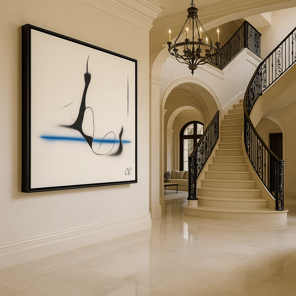 Canvas Print: Flow of the Silent Form – Abstract Minimalist Art modern abstract canvas wall art by Rossetti Art – luxury interior design artwork for living room, bedroom, office – Bold and Dynamic Artistic Home Accent Colorful Statement Wall Art Contemporary Grid Art