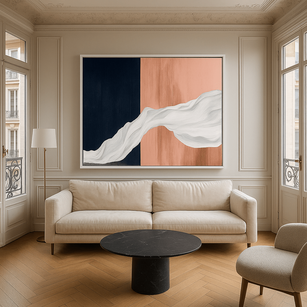 Canvas Print: "Flowing Contrast Harmony" - Modern Abstract Minimalist Wall Art modern abstract canvas wall art by Rossetti Art – luxury interior design artwork for living room, bedroom, office – contemporary art piece Contemporary Canvas Art Contemporary canvas print