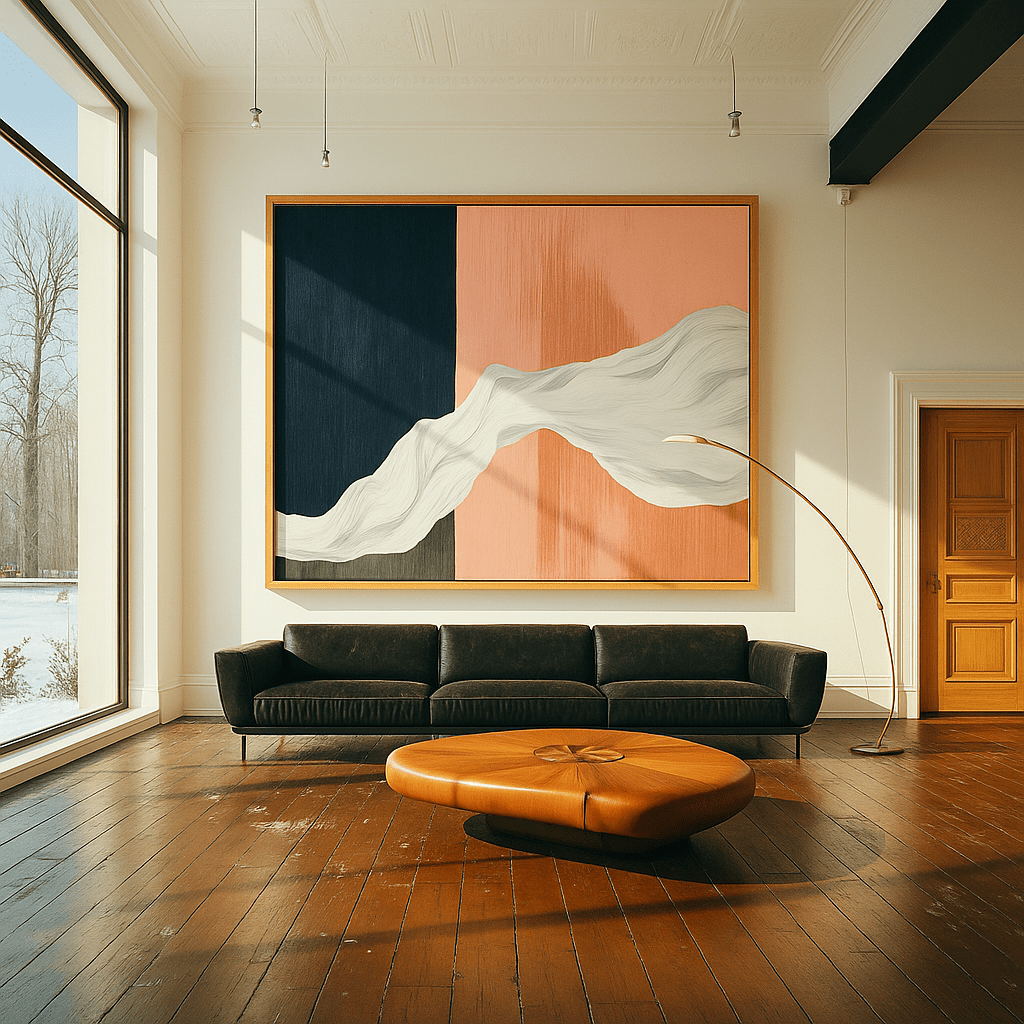 Canvas Print: "Flowing Contrast Harmony" - Modern Abstract Minimalist Wall Art modern abstract canvas wall art by Rossetti Art – luxury interior design artwork for living room, bedroom, office – contemporary art piece Contemporary Canvas Art Contemporary canvas print