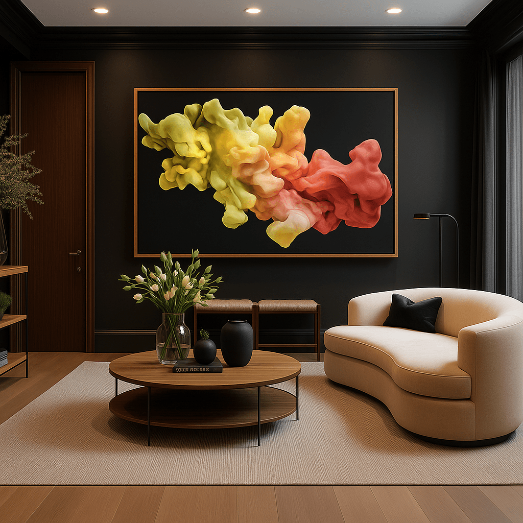 Canvas Print : Fluid Elegance - Abstract Smoke - Inspired Art modern abstract canvas wall art by Rossetti Art – luxury interior design artwork for living room, bedroom, office – Abstract Smoke Art Contemporary Art for Sale Elegant Wall Art