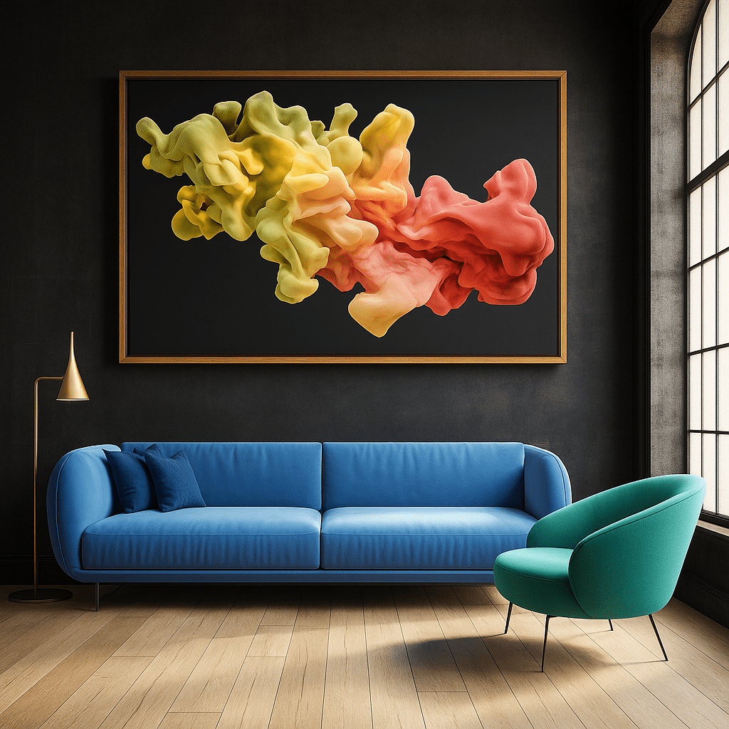 Canvas Print : Fluid Elegance - Abstract Smoke - Inspired Art modern abstract canvas wall art by Rossetti Art – luxury interior design artwork for living room, bedroom, office – Abstract Smoke Art Contemporary Art for Sale Elegant Wall Art