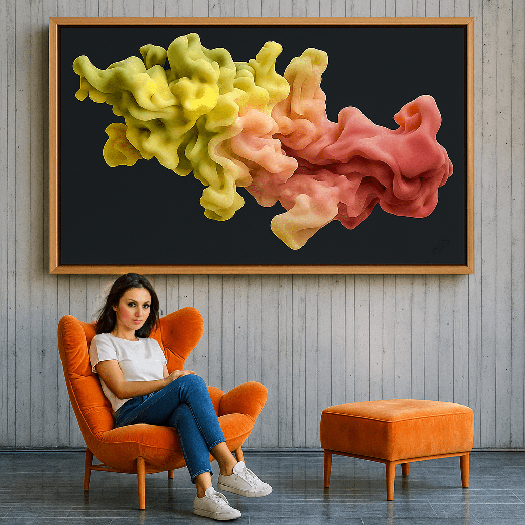 Canvas Print : Fluid Elegance - Abstract Smoke - Inspired Art modern abstract canvas wall art by Rossetti Art – luxury interior design artwork for living room, bedroom, office – Abstract Smoke Art Contemporary Art for Sale Elegant Wall Art