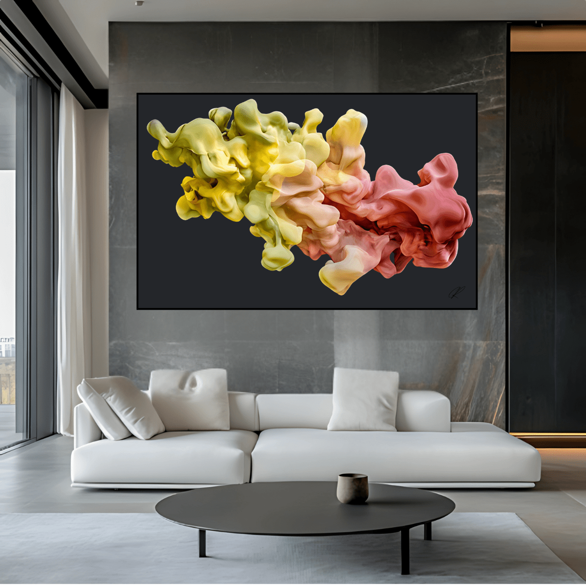 Canvas Print : Fluid Elegance - Abstract Smoke - Inspired Art modern abstract canvas wall art by Rossetti Art – luxury interior design artwork for living room, bedroom, office – Abstract Smoke Art Contemporary Art for Sale Elegant Wall Art