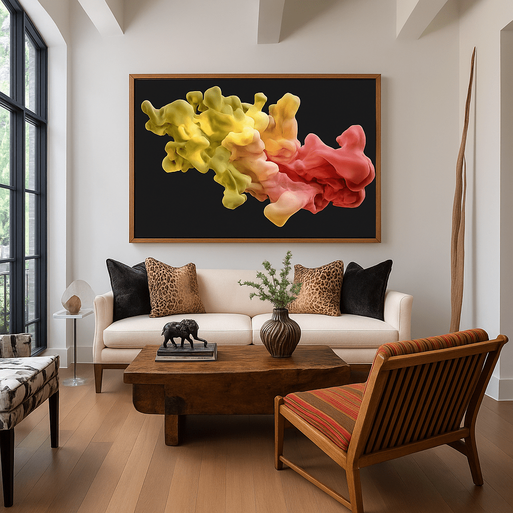 Canvas Print : Fluid Elegance - Abstract Smoke - Inspired Art modern abstract canvas wall art by Rossetti Art – luxury interior design artwork for living room, bedroom, office – Abstract Smoke Art Contemporary Art for Sale Elegant Wall Art