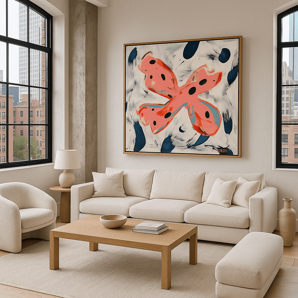 Canvas Print : "Flutter in Abstraction" - Abstract Butterfly Art Print modern abstract canvas wall art by Rossetti Art – luxury interior design artwork for living room, bedroom, office – contemporary art piece Contemporary Canvas Art Contemporary canvas print