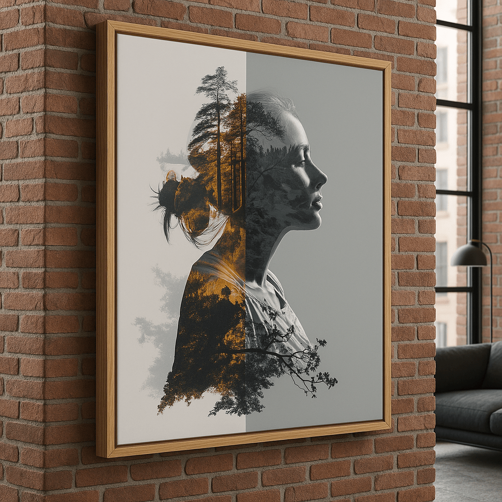 Canvas Print : Forest Within Her – Modern Double Exposure Canvas Wall Art - Chiara Rossetti