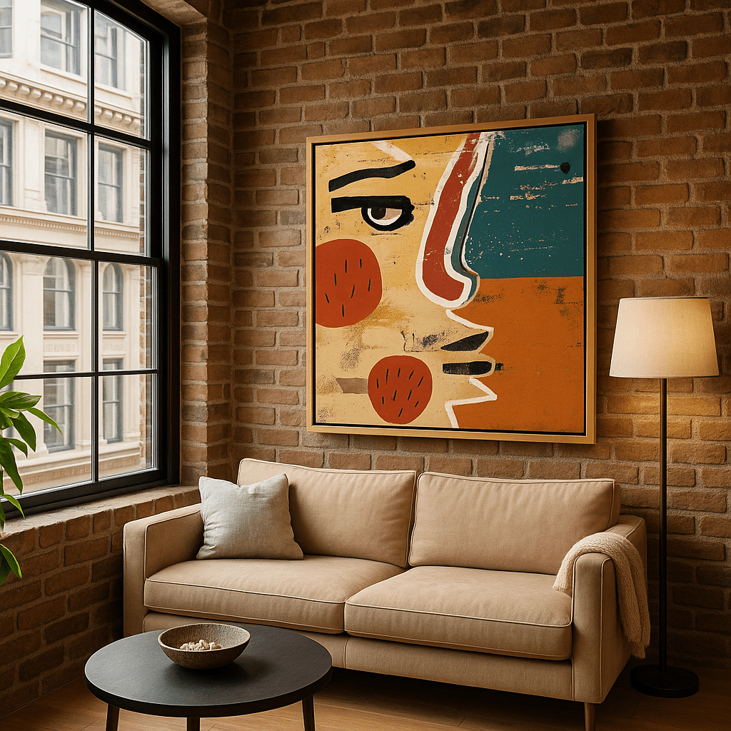 Canvas Print : "Fragmented Faces" - Abstract Cubist Portrait Art Print modern abstract canvas wall art by Rossetti Art – luxury interior design artwork for living room, bedroom, office – Minimalist abstract art Minimalist Abstract Canvas Art Minimalist Art for Sale