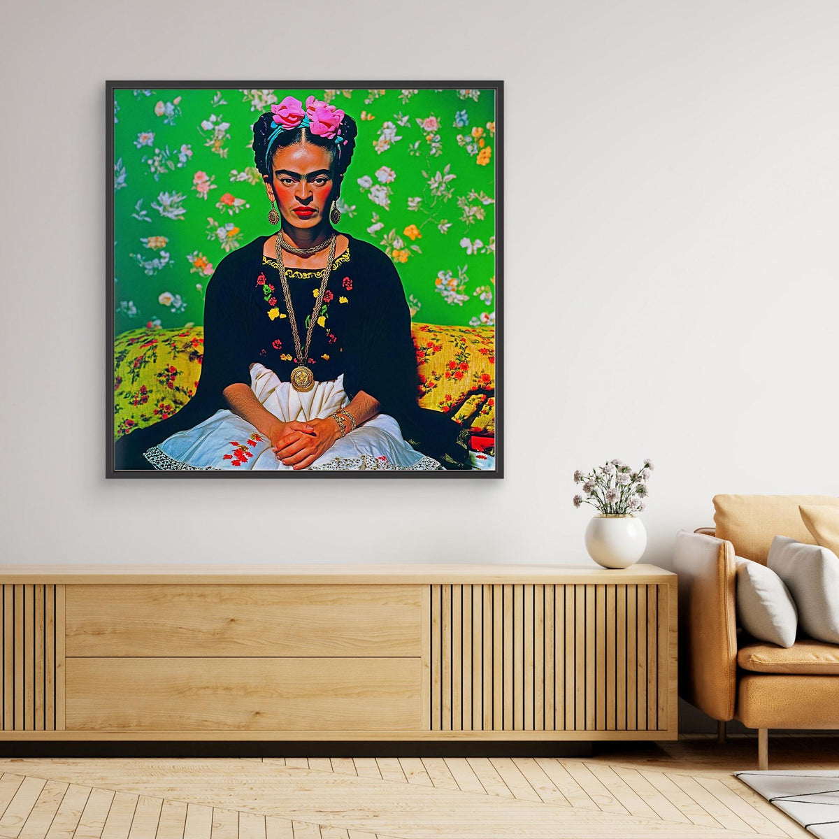 Canvas Print: Frida Kahlo Art Prints – Feminine Wall Art modern abstract canvas wall art by Rossetti Art – luxury interior design artwork for living room, bedroom, office – Boho Wall Decor Cultural Canvas Empowered Woman Art