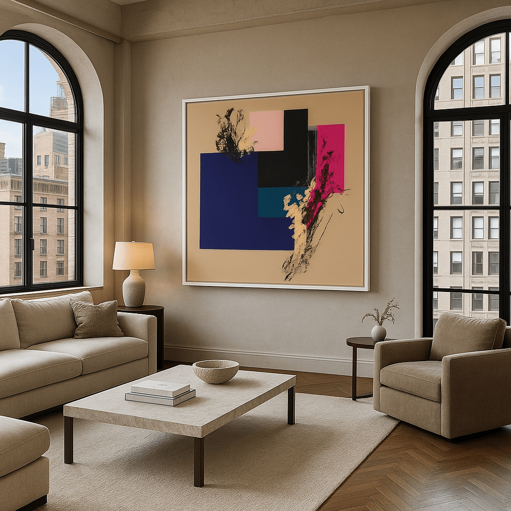 Canvas Print : "Fusion Blocks" - Geometric Abstract Wall Art modern abstract canvas wall art by Rossetti Art – luxury interior design artwork for living room, bedroom, office – contemporary art piece Contemporary Canvas Art Contemporary canvas print