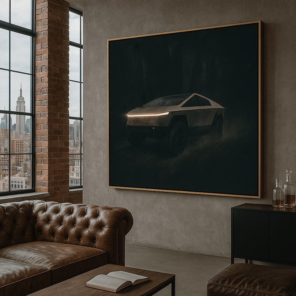 Canvas Print: Futurist Drive – Modern Automotive Canvas Art for Luxury Interiors modern abstract canvas wall art by Rossetti Art – luxury interior design artwork for living room, bedroom, office – abstract wall art canvas print art Chiara Rossetti