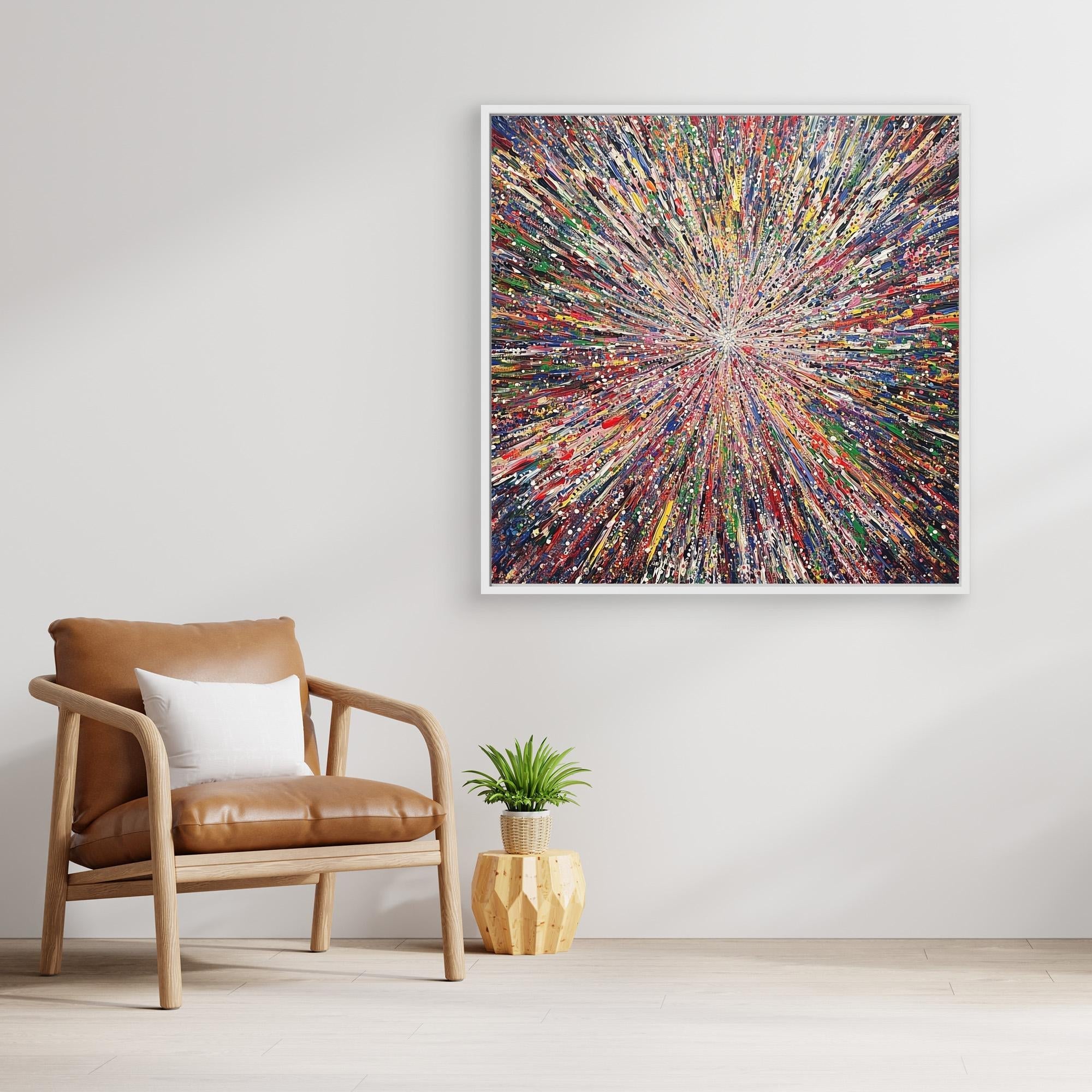 Canvas Print: "Galactic Energy Burst" - Abstract Explosion Wall Art modern abstract canvas wall art by Rossetti Art – luxury interior design artwork for living room, bedroom, office – Cosmic Energy Wall Art Cosmic Explosion Art Energy Burst Art