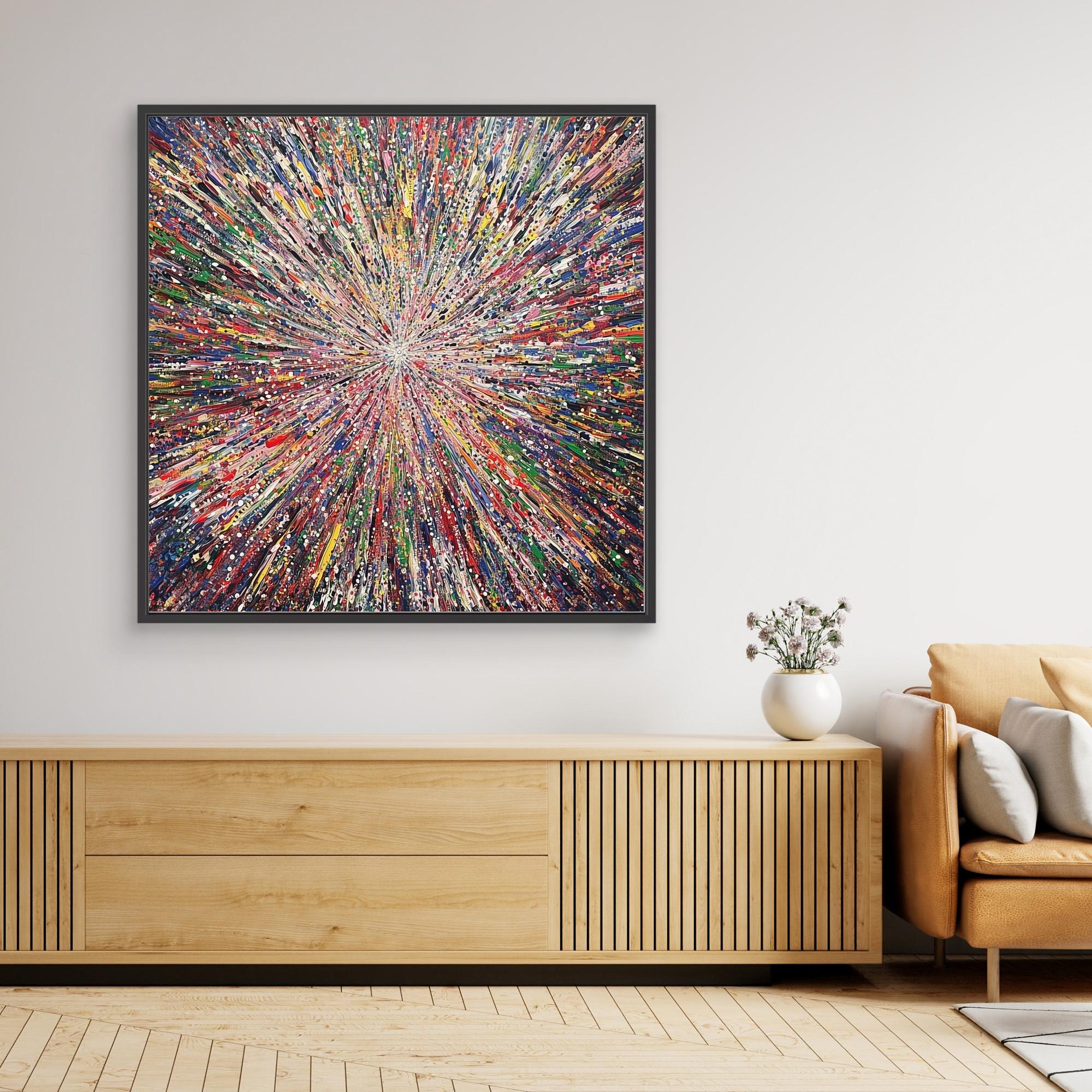 Canvas Print: "Galactic Energy Burst" - Abstract Explosion Wall Art modern abstract canvas wall art by Rossetti Art – luxury interior design artwork for living room, bedroom, office – Cosmic Energy Wall Art Cosmic Explosion Art Energy Burst Art