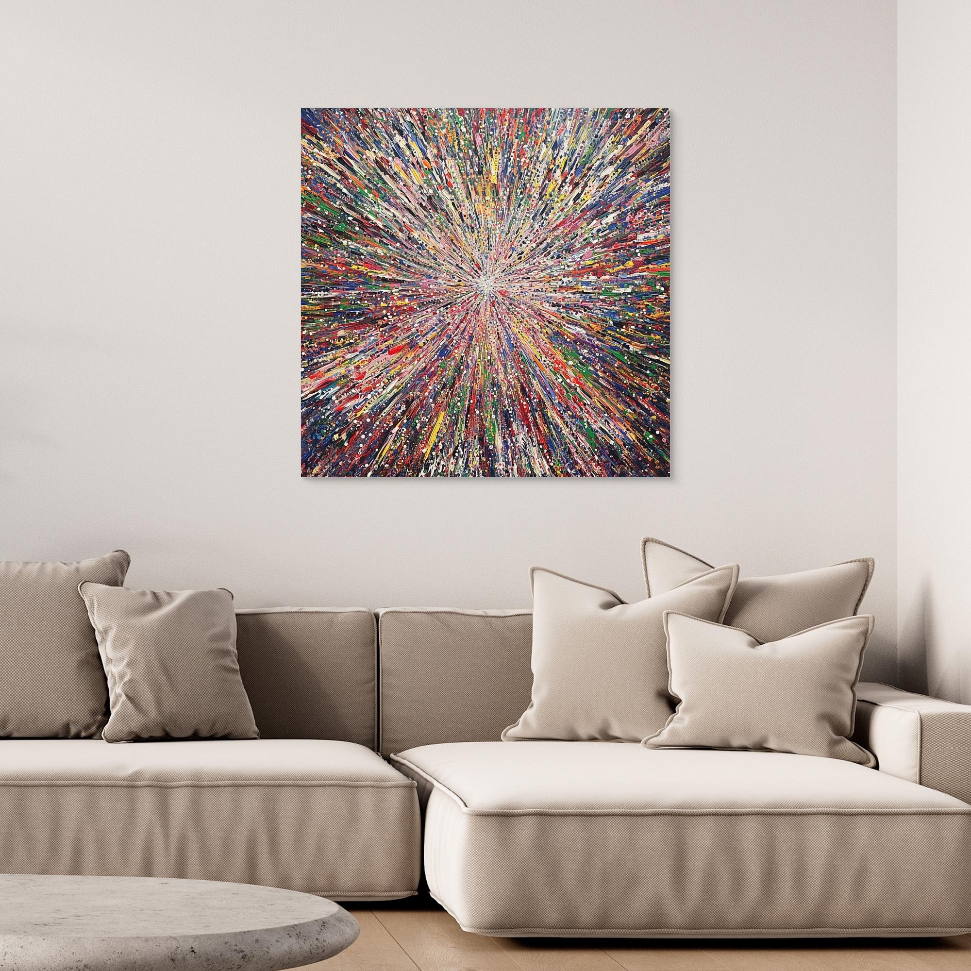 Canvas Print: "Galactic Energy Burst" - Abstract Explosion Wall Art modern abstract canvas wall art by Rossetti Art – luxury interior design artwork for living room, bedroom, office – Cosmic Energy Wall Art Cosmic Explosion Art Energy Burst Art