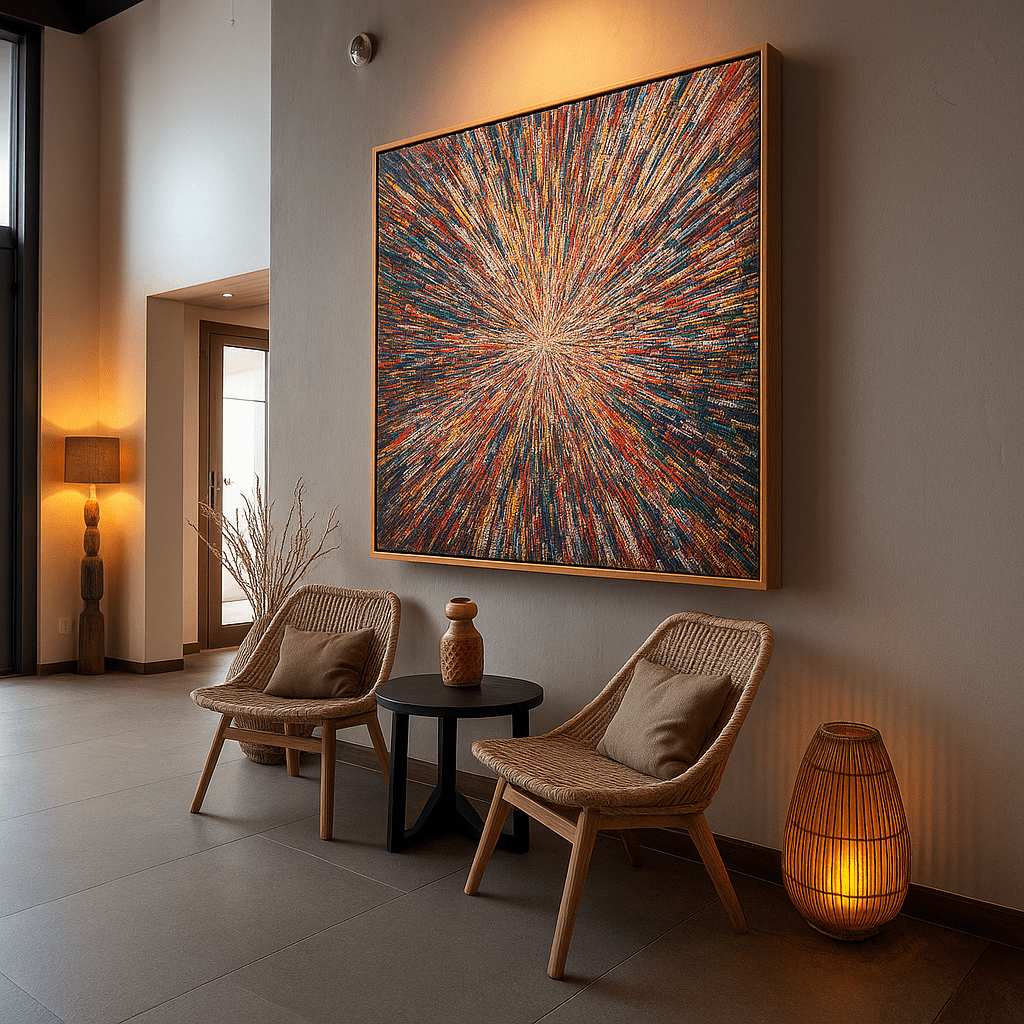 Canvas Print: "Galactic Energy Burst" - Abstract Explosion Wall Art modern abstract canvas wall art by Rossetti Art – luxury interior design artwork for living room, bedroom, office – Cosmic Energy Wall Art Cosmic Explosion Art Energy Burst Art