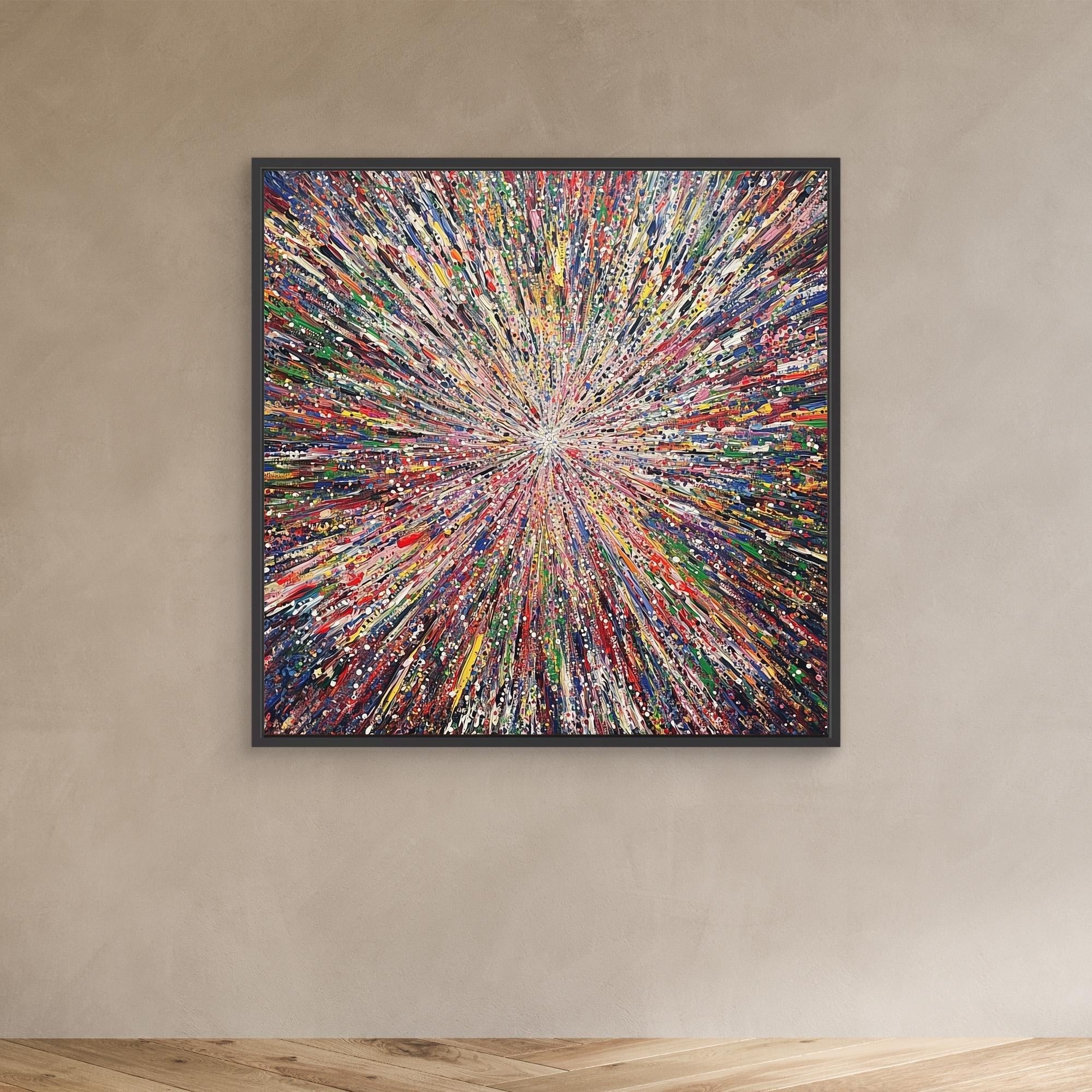 Canvas Print: "Galactic Energy Burst" - Abstract Explosion Wall Art modern abstract canvas wall art by Rossetti Art – luxury interior design artwork for living room, bedroom, office – Cosmic Energy Wall Art Cosmic Explosion Art Energy Burst Art
