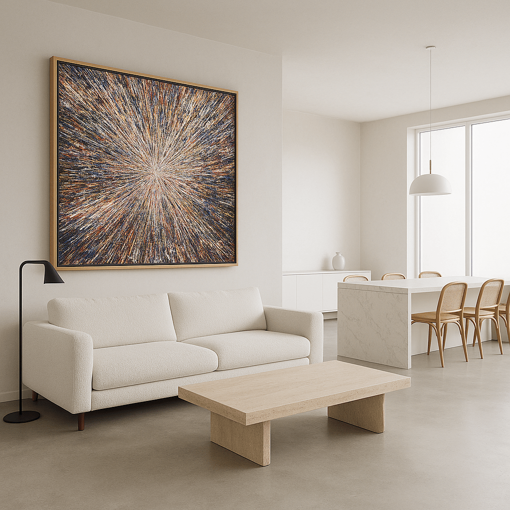 Canvas Print: "Galactic Energy Burst" - Abstract Explosion Wall Art modern abstract canvas wall art by Rossetti Art – luxury interior design artwork for living room, bedroom, office – Cosmic Energy Wall Art Cosmic Explosion Art Energy Burst Art