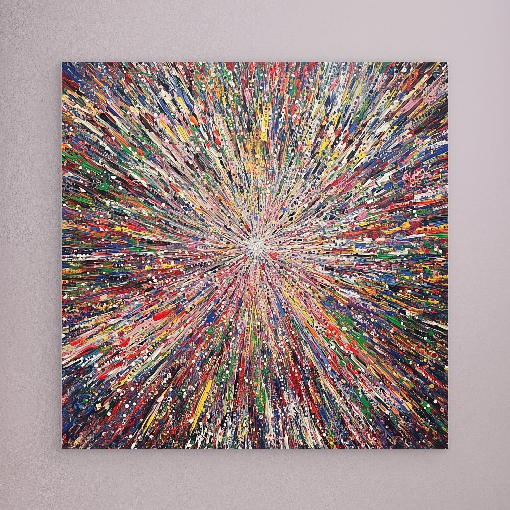 Canvas Print: "Galactic Energy Burst" - Abstract Explosion Wall Art modern abstract canvas wall art by Rossetti Art – luxury interior design artwork for living room, bedroom, office – Cosmic Energy Wall Art Cosmic Explosion Art Energy Burst Art