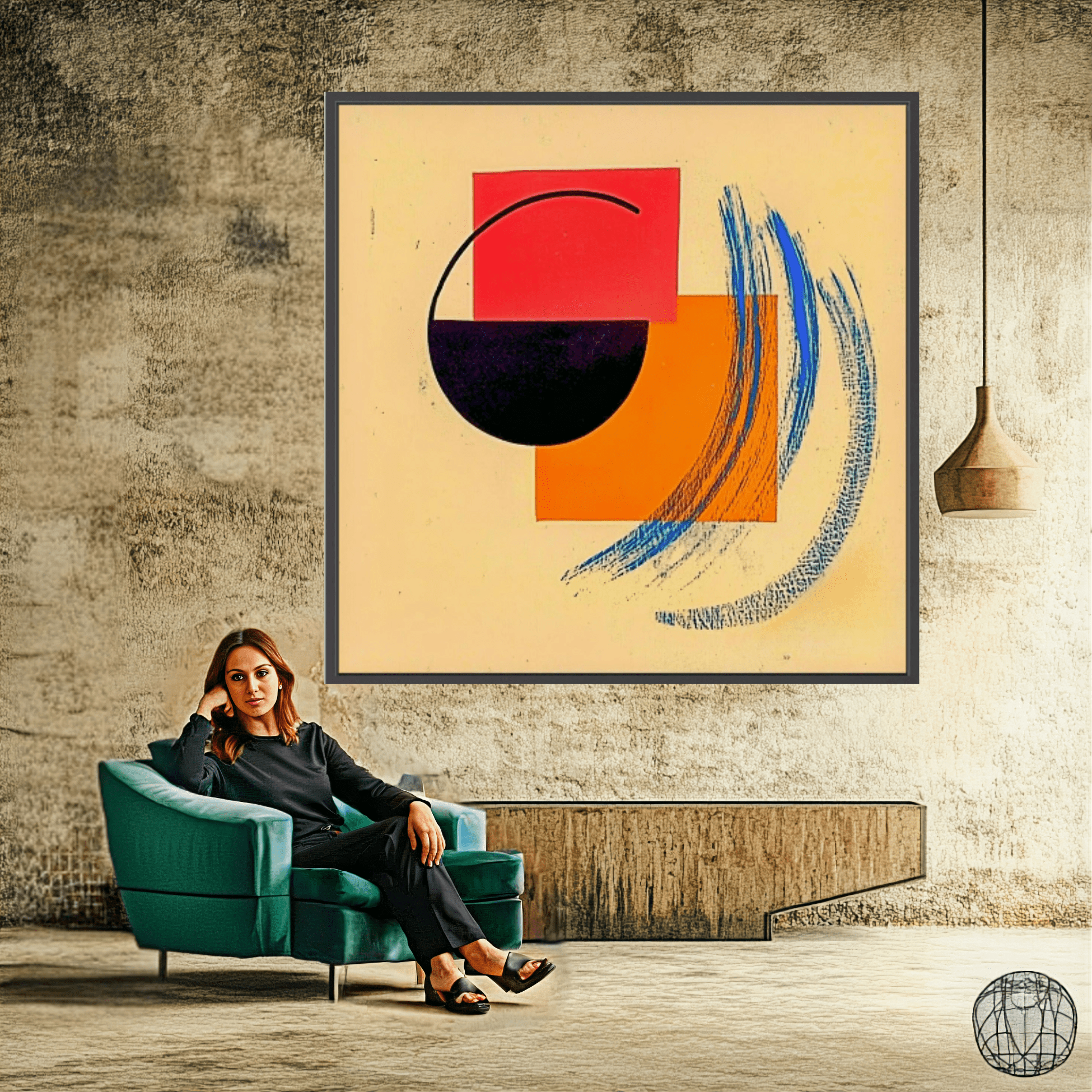 Canvas Print : Geometric Abstract - Modern Shapes Wall Decor modern abstract canvas wall art by Rossetti Art – luxury interior design artwork for living room, bedroom, office – Bold Vibrant Shapes Canvas Contemporary Art for Interiors Dynamic Brushstroke Artwork