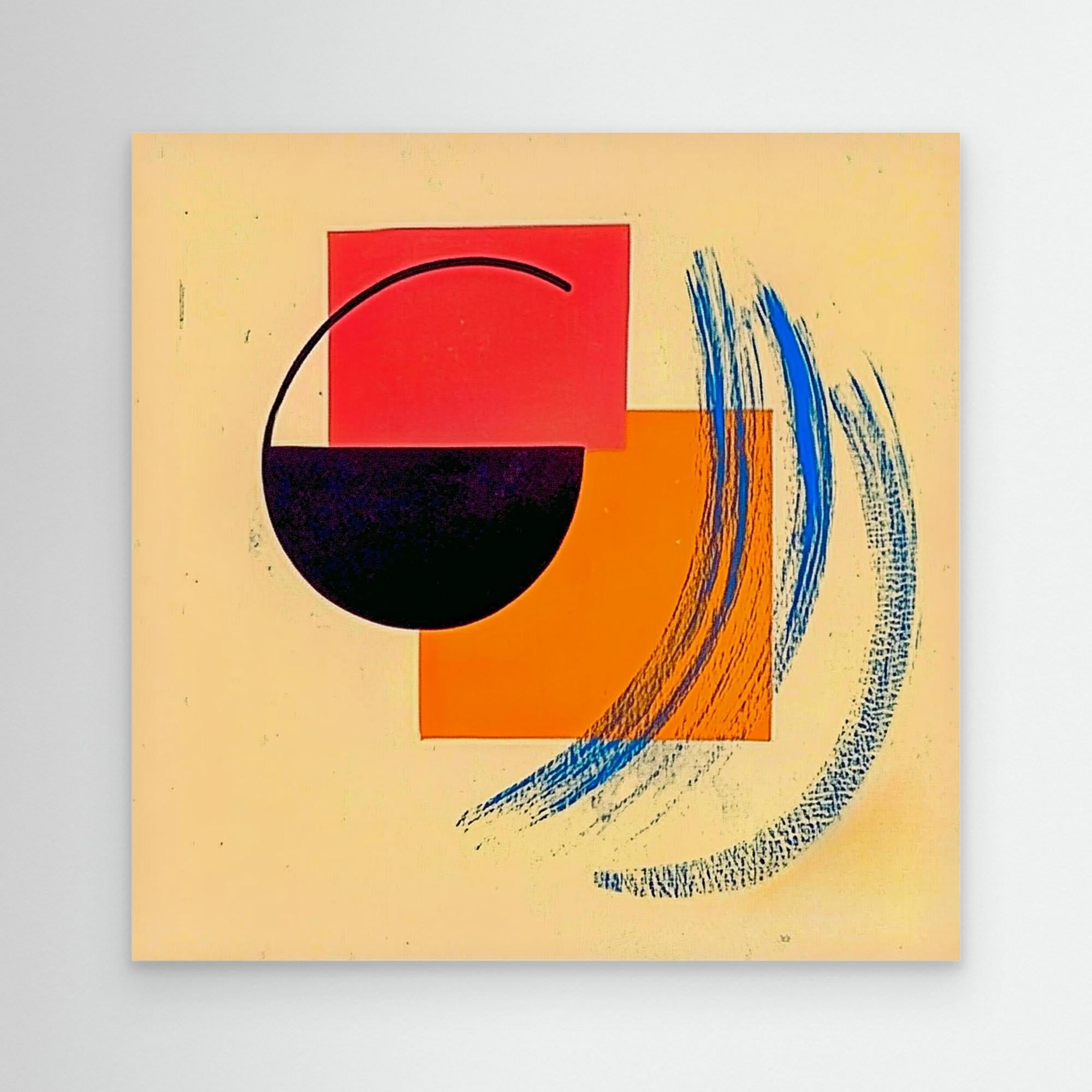 Canvas Print : Geometric Abstract - Modern Shapes Wall Decor modern abstract canvas wall art by Rossetti Art – luxury interior design artwork for living room, bedroom, office – Bold Vibrant Shapes Canvas Contemporary Art for Interiors Dynamic Brushstroke Artwork