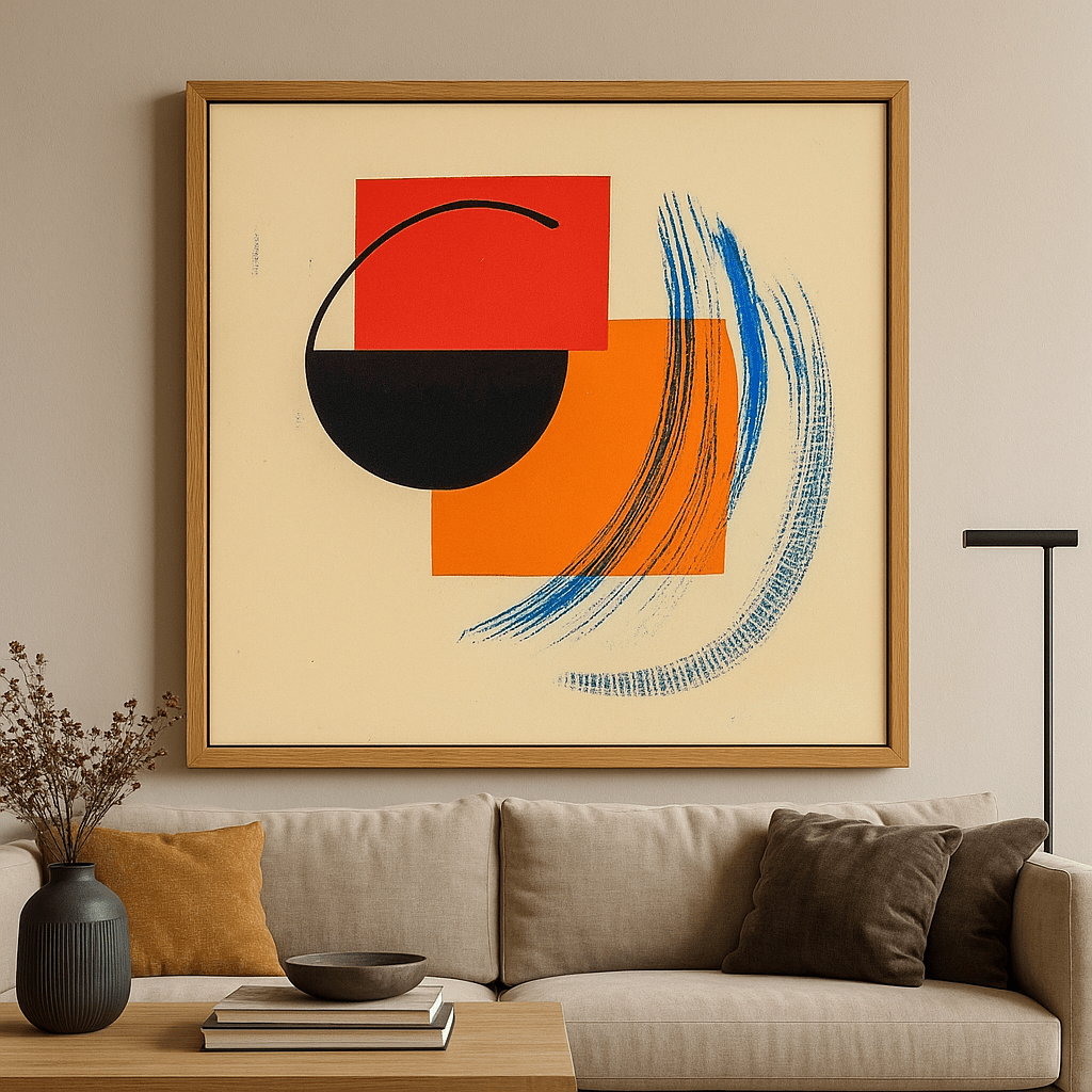 Canvas Print : Geometric Abstract - Modern Shapes Wall Decor modern abstract canvas wall art by Rossetti Art – luxury interior design artwork for living room, bedroom, office – Bold Vibrant Shapes Canvas Contemporary Art for Interiors Dynamic Brushstroke Artwork