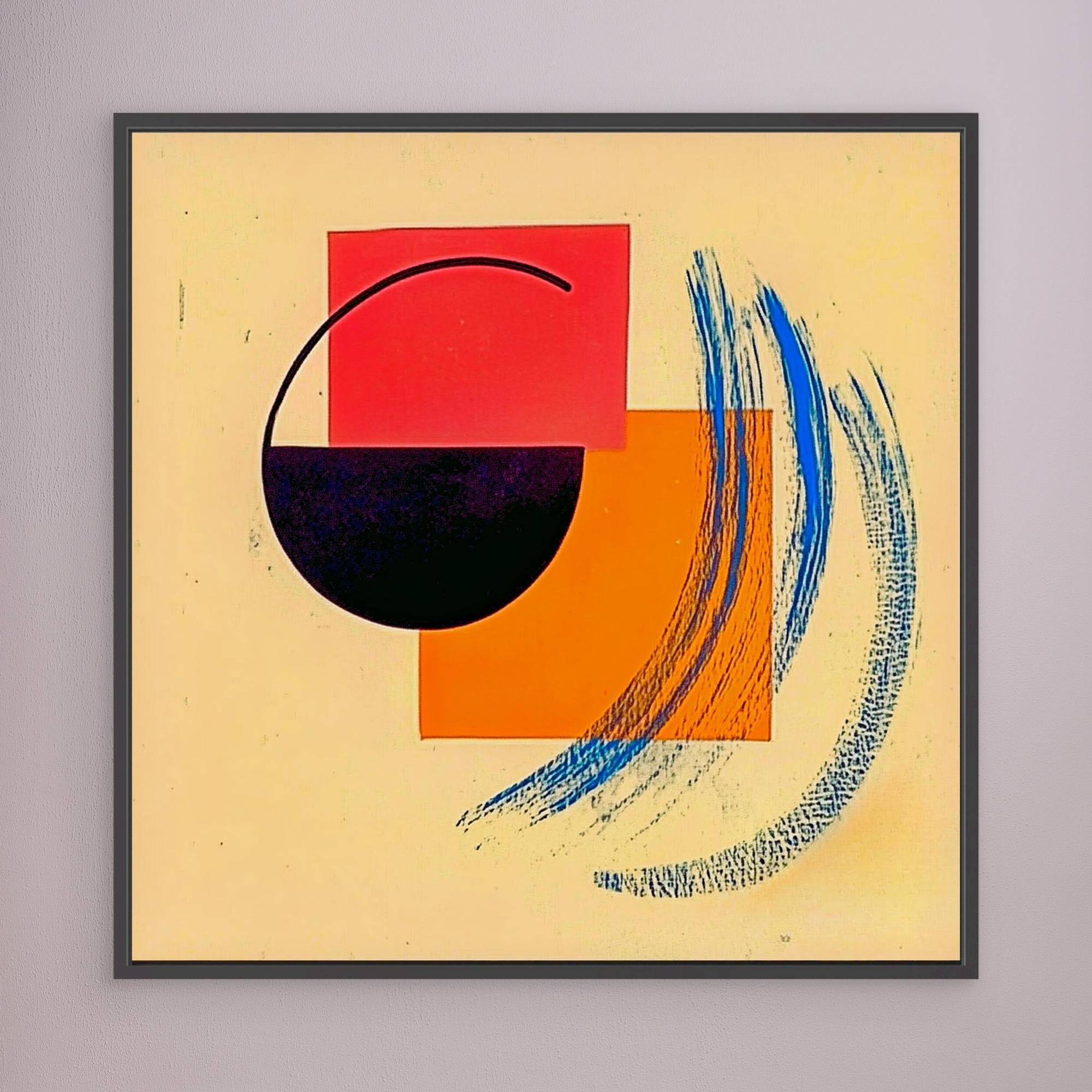 Canvas Print : Geometric Abstract - Modern Shapes Wall Decor modern abstract canvas wall art by Rossetti Art – luxury interior design artwork for living room, bedroom, office – Bold Vibrant Shapes Canvas Contemporary Art for Interiors Dynamic Brushstroke Artwork