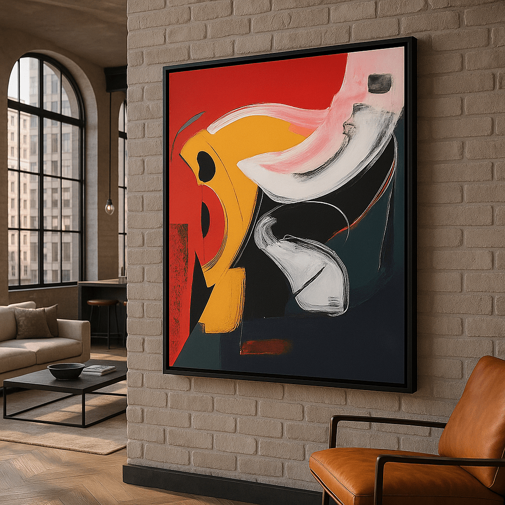 Canvas Print : "Geometric Flow" – Geometric Modern Print. modern abstract canvas wall art by Rossetti Art – luxury interior design artwork for living room, bedroom, office – Abstract Grid Art Color Dot Canvas