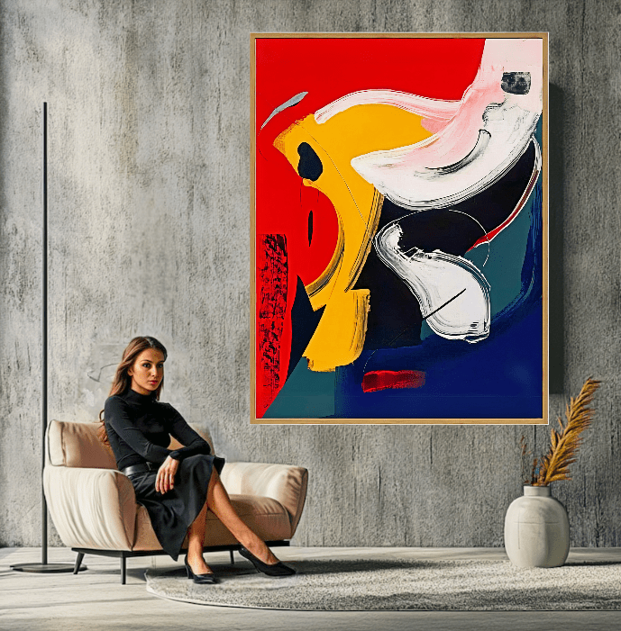 Canvas Print : "Geometric Flow" – Geometric Modern Print. modern abstract canvas wall art by Rossetti Art – luxury interior design artwork for living room, bedroom, office – Abstract Grid Art Color Dot Canvas