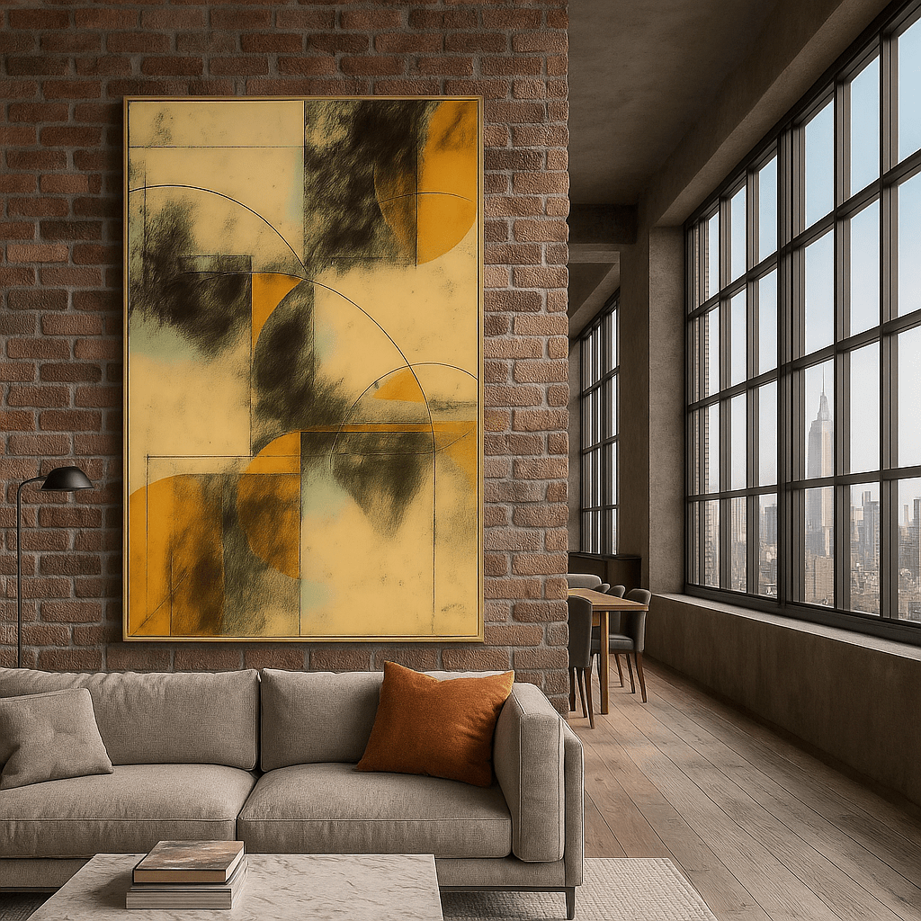 Canvas Print : "Geometric Golden Arcs" – Abstract Geometric Canvas Wall Art - Chiara Rossetti