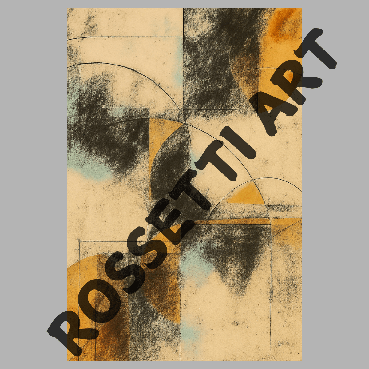 Canvas Print : "Geometric Golden Arcs" – Abstract Geometric Canvas Wall Art - Chiara Rossetti