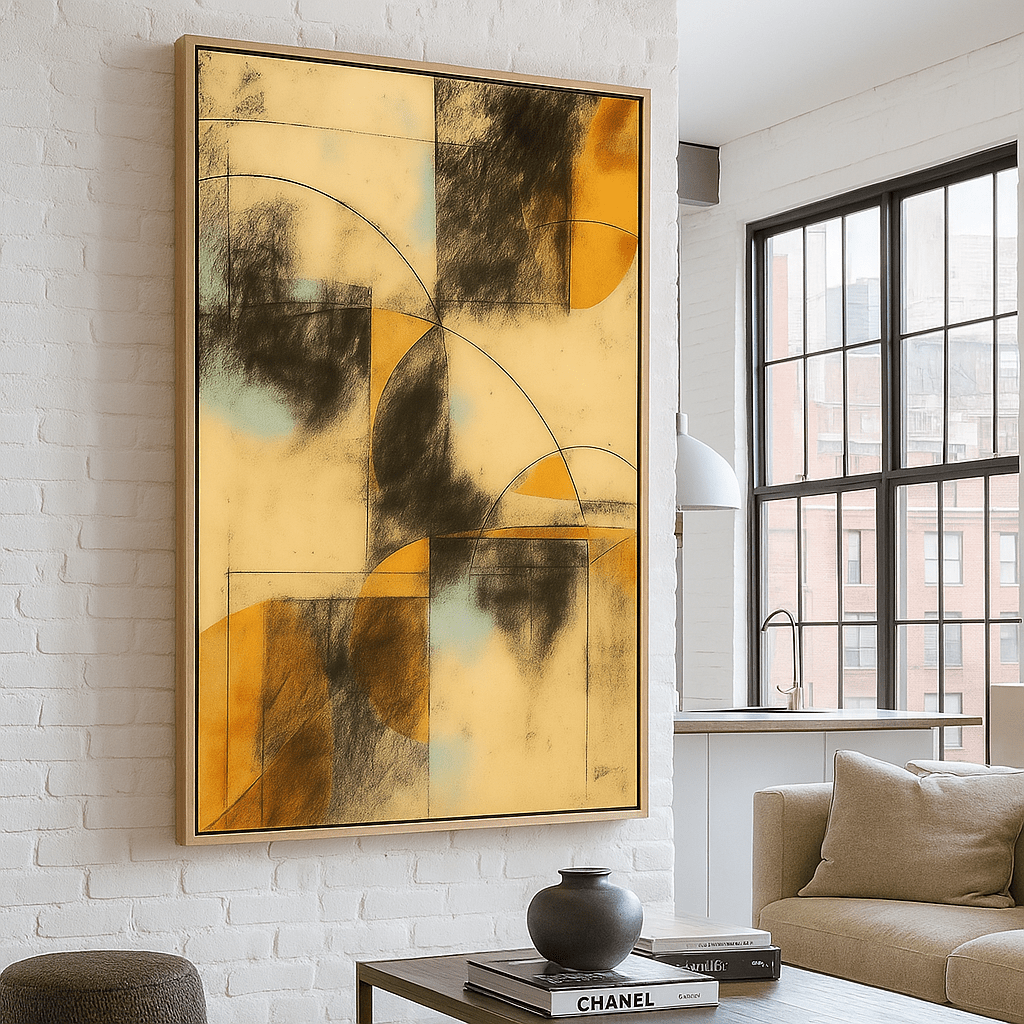 Canvas Print : "Geometric Golden Arcs" – Abstract Geometric Canvas Wall Art - Chiara Rossetti