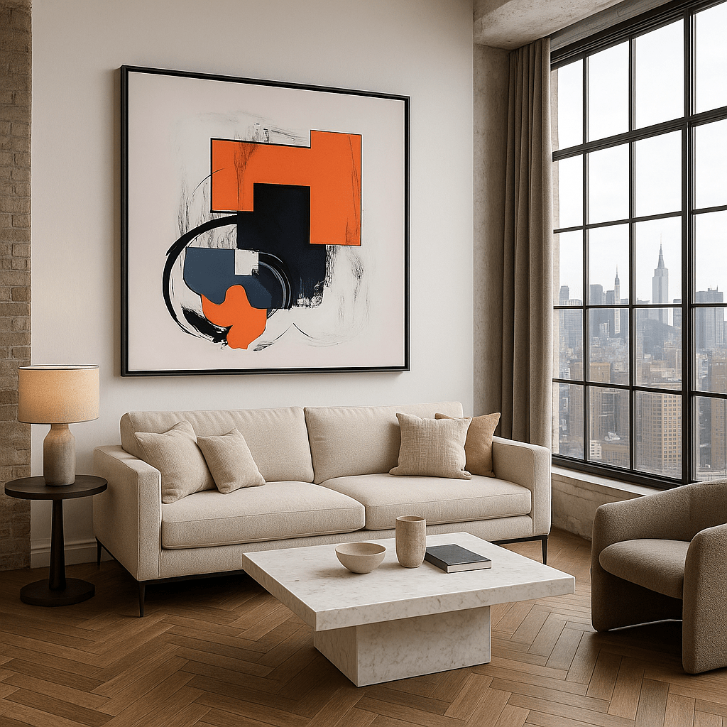 Canvas Print : "Geometric Harmony" modern abstract canvas wall art by Rossetti Art – luxury interior design artwork for living room, bedroom, office – Minimalist abstract art Minimalist Abstract Canvas Art Minimalist Art for Sale