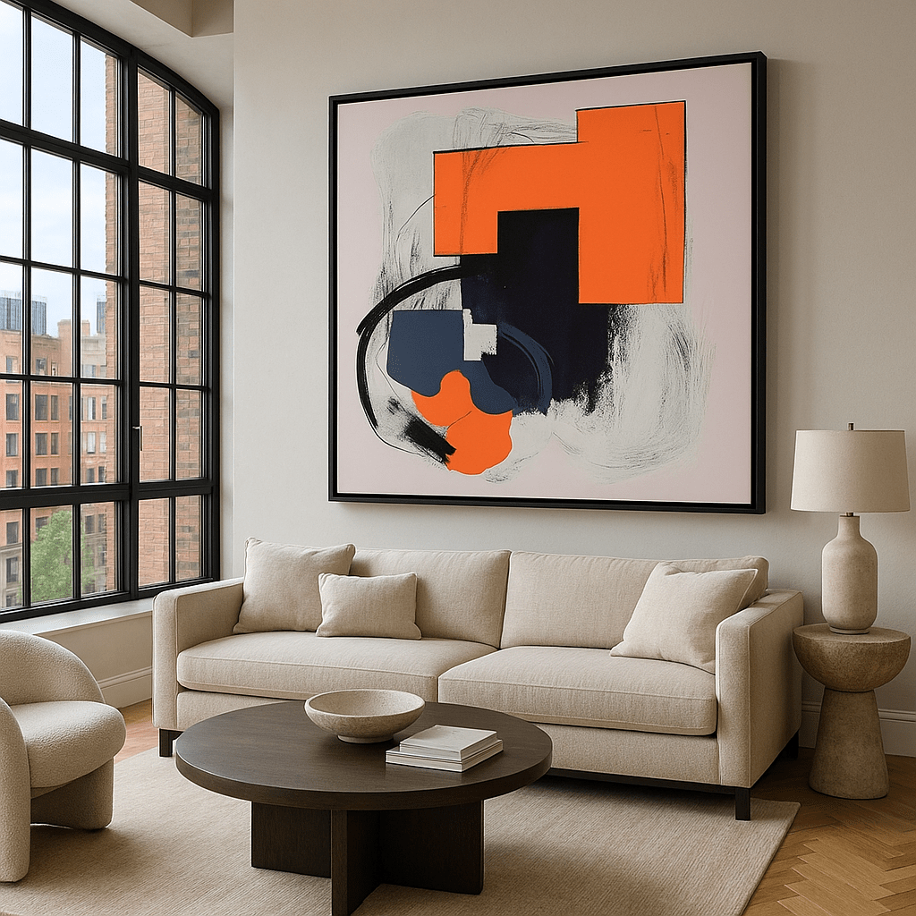 Canvas Print : "Geometric Harmony" - Abstract Wall Art Print modern abstract canvas wall art by Rossetti Art – luxury interior design artwork for living room, bedroom, office – Minimalist abstract art Minimalist Abstract Canvas Art Minimalist Art for Sale