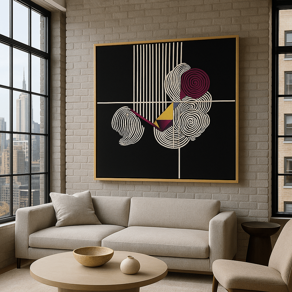 Canvas Print: Geometric Pulse – Abstract Wall Art for Modern Interiors modern abstract canvas wall art by Rossetti Art – luxury interior design artwork for living room, bedroom, office – creative studio decor Geometric Abstract Art industrial style art