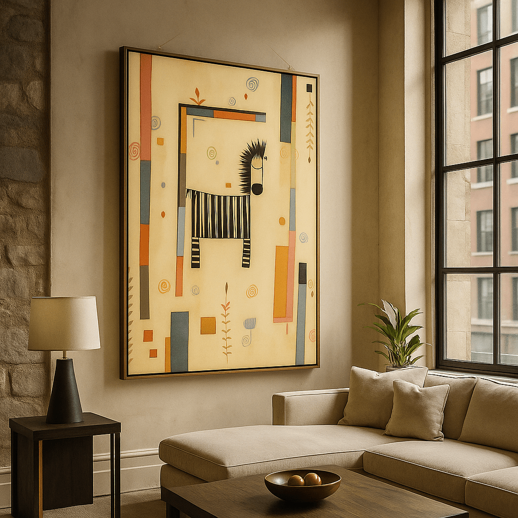 Canvas Print : "Geometric Safari" – Abstract Zebra Canvas Print for Kids' Rooms - Chiara Rossetti