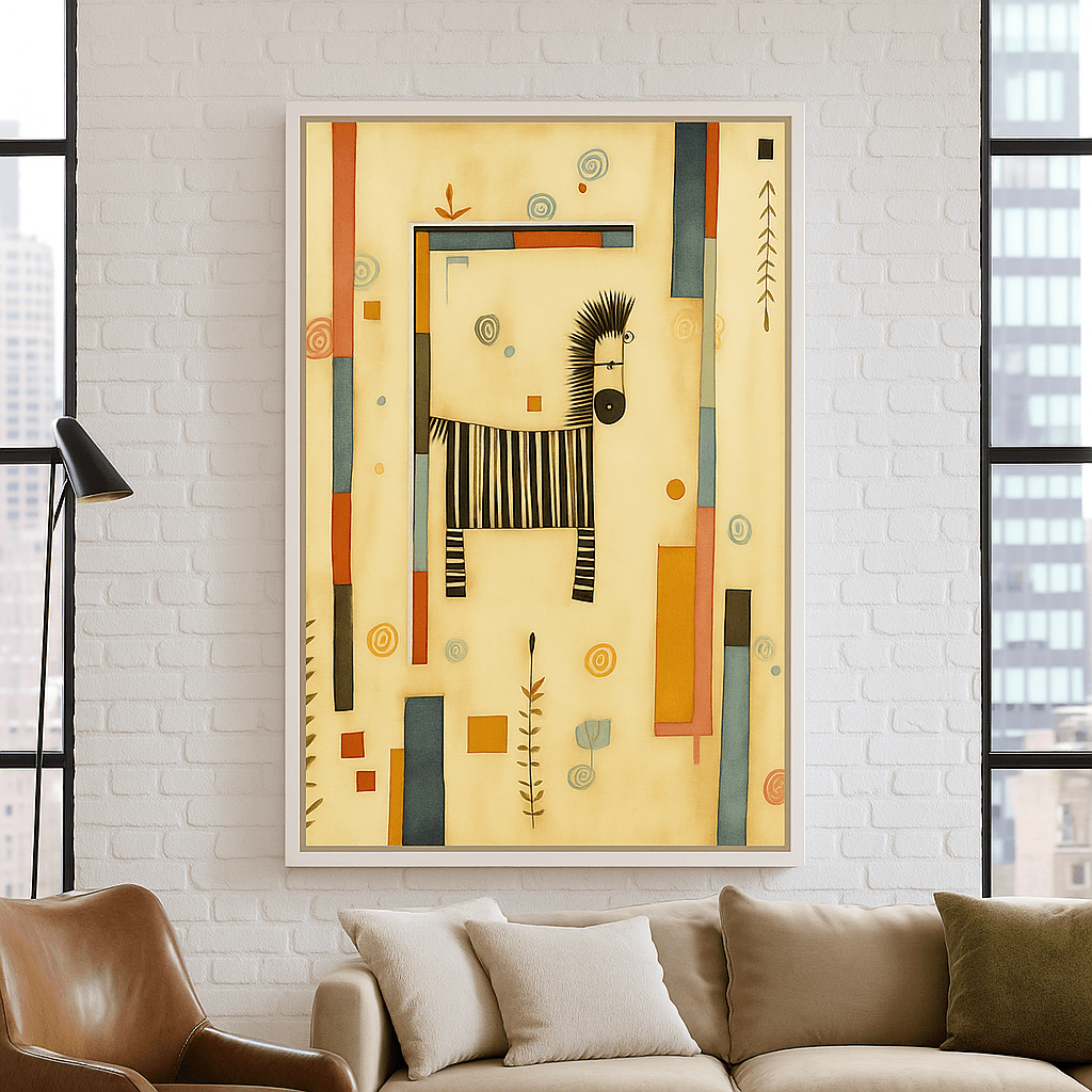 Canvas Print : "Geometric Safari" – Abstract Zebra Canvas Print for Kids' Rooms - Chiara Rossetti