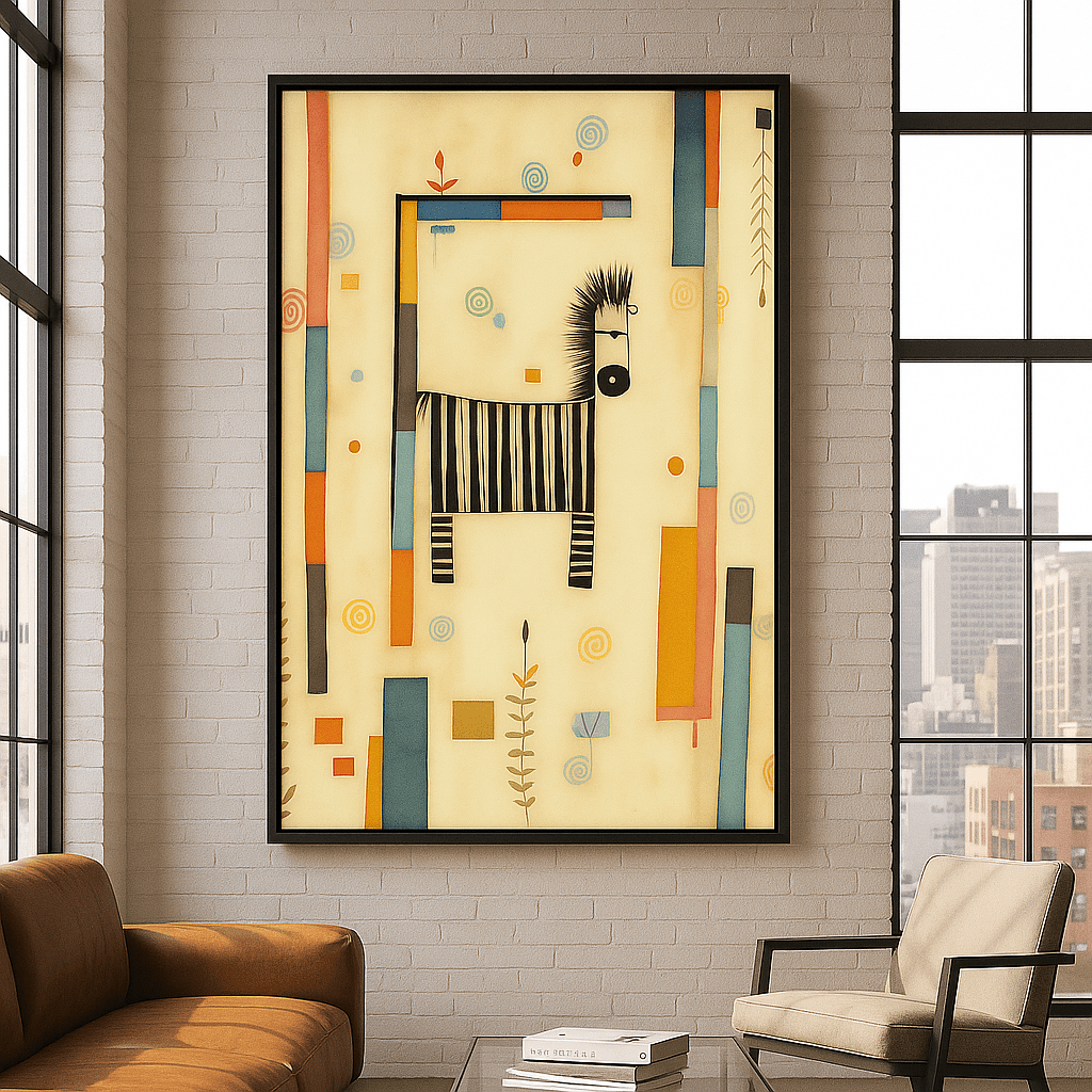 Canvas Print : "Geometric Safari" – Abstract Zebra Canvas Print for Kids' Rooms - Chiara Rossetti
