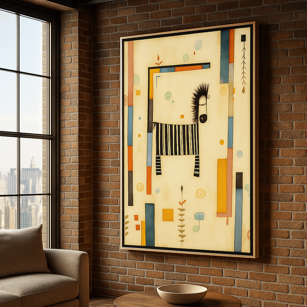 Canvas Print : "Geometric Safari" – Abstract Zebra Canvas Print for Kids' Rooms - Chiara Rossetti