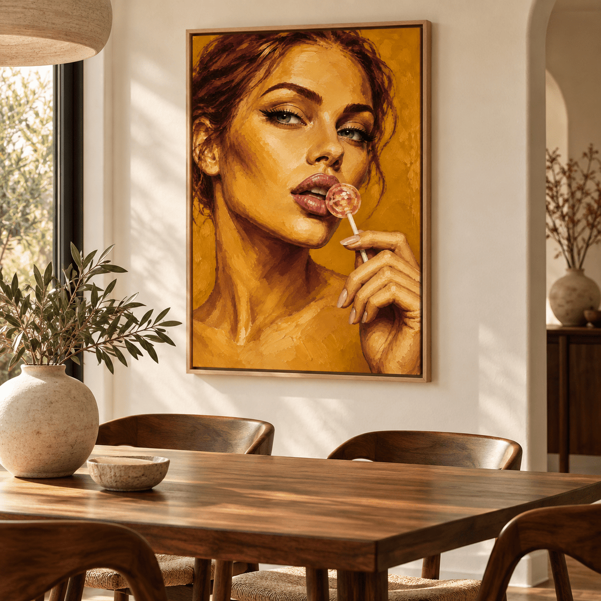 Glam Wall Art Canvas Print – Honey Pop by Rossetti Art in a dining room