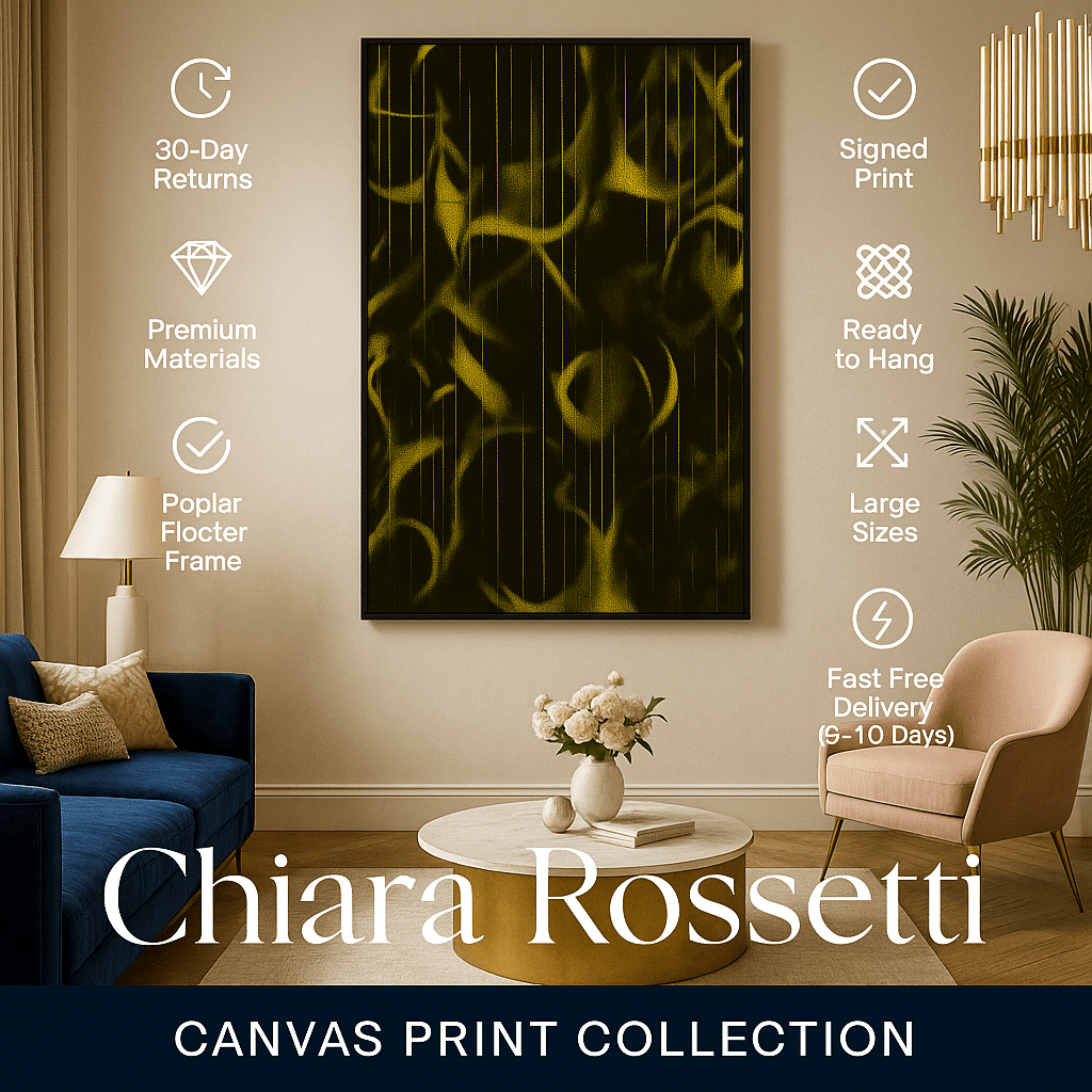 Canvas Print : "Golden Black Shadows" – Abstract Black & Yellow Canvas Art | Modern Wall Decor - Chiara Rossetti