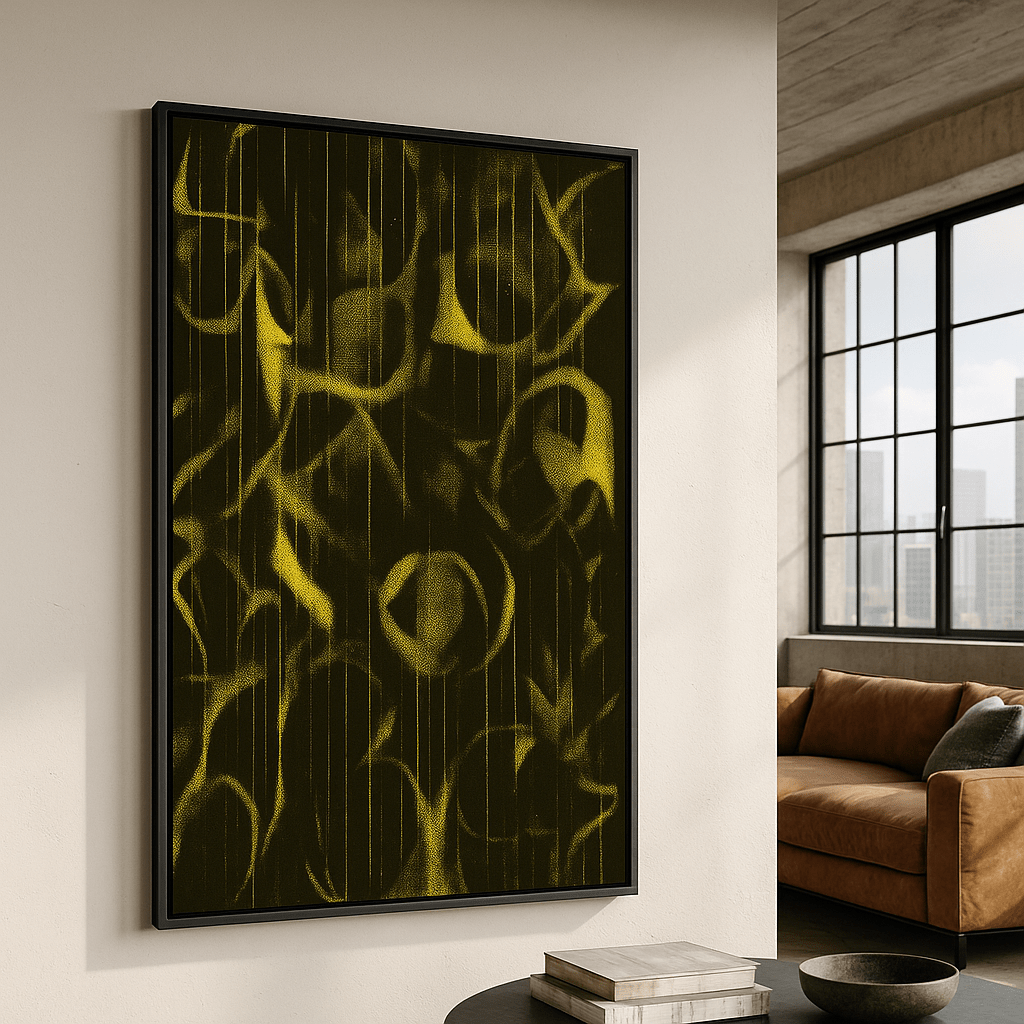 Canvas Print : "Golden Black Shadows" – Abstract Black & Yellow Canvas Art | Modern Wall Decor - Chiara Rossetti