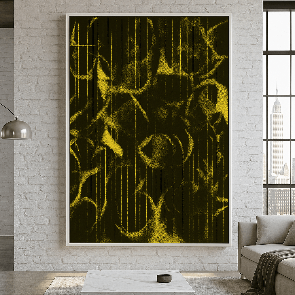 Canvas Print : "Golden Black Shadows" – Abstract Black & Yellow Canvas Art | Modern Wall Decor - Chiara Rossetti